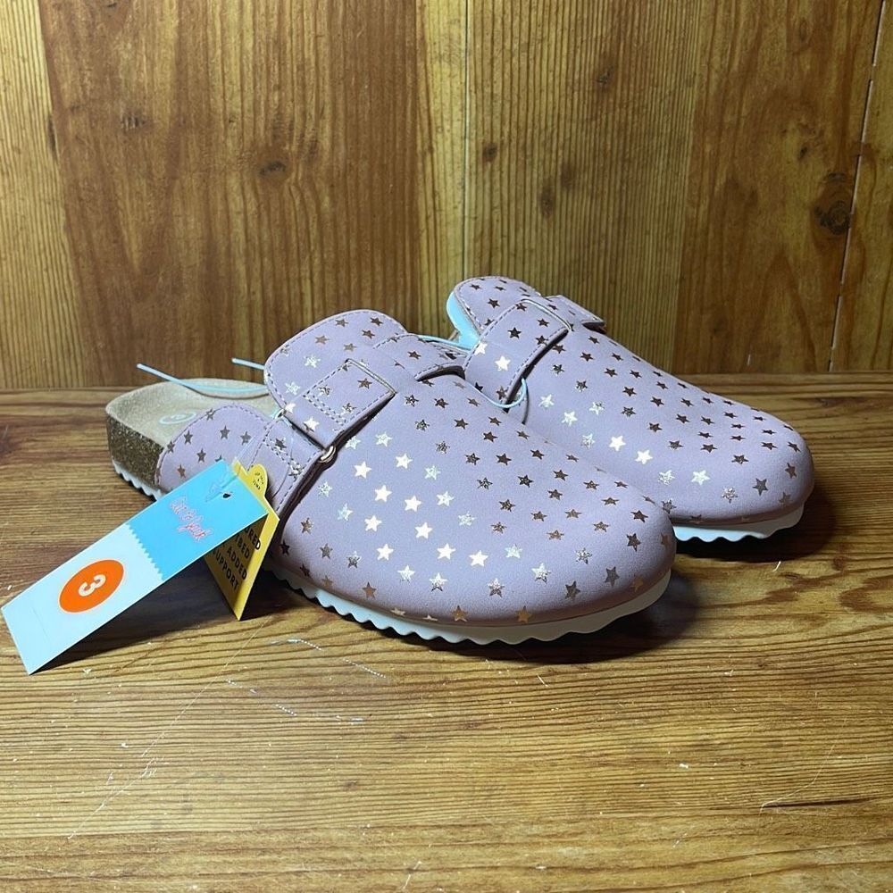 Cat & Jack Pink Stars Perry Slip on Clogs size 3‎